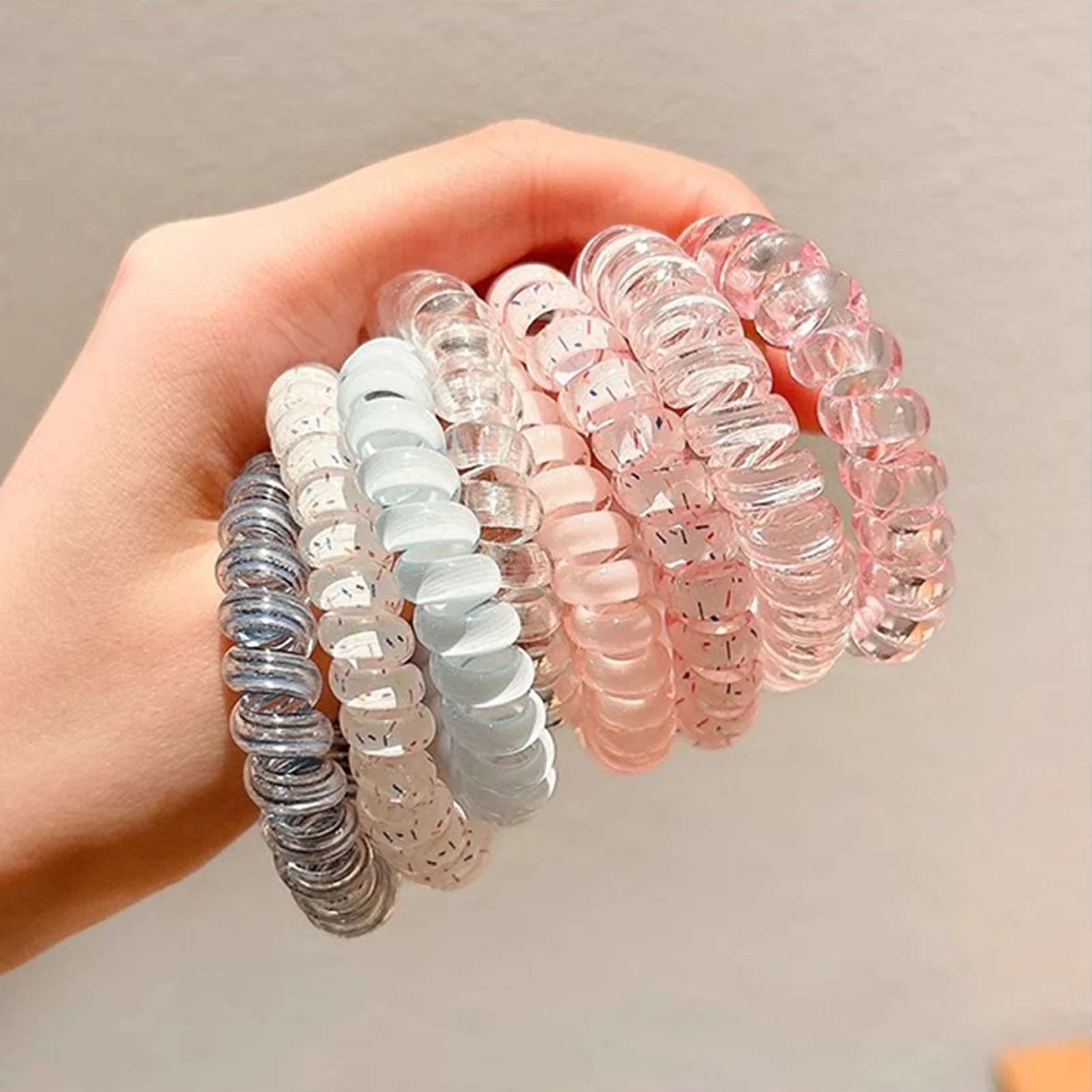 

10/12Pcs Spiral Hair Ties Candy Color Telephone Cord Hair Bands for Women Girls No Damage Soft Elastic Ponytail Holders