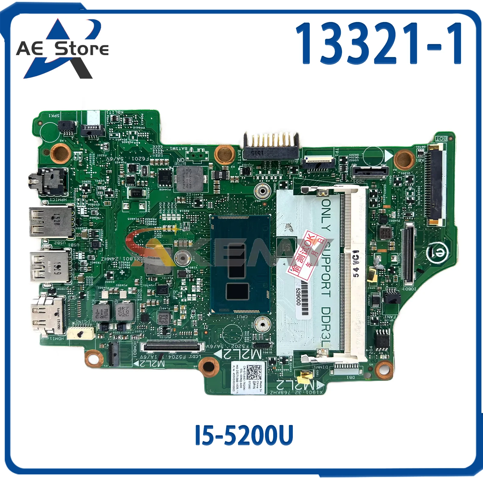 

AKEMY 13321-1 Mainboard For Dell Inspiron 13 7348 7558 7352 CN-07166J 07166J Laptop Motherboard With I5-5200U Full Tested OK