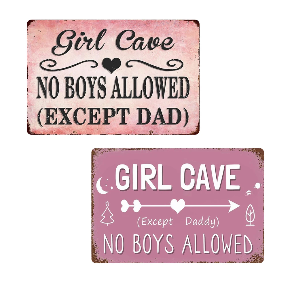 

Retro Girl Cave Wall Poster, Plaque, Vintage Girls Door Metal Sign, for Living Room Bedroom, Garden, Garage, Coffee, Decor WY270