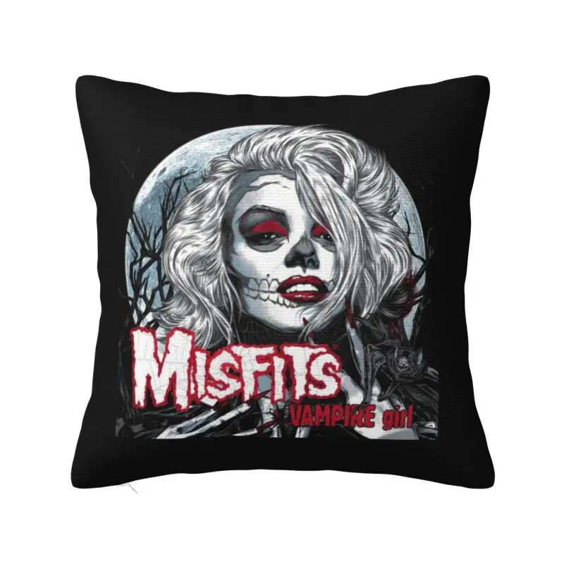 Custom Soft Heavy Metal The M-Misfitses Skull Throw Pillow Cover Decoration Square Cushion Cover Pillowcover for Sofa