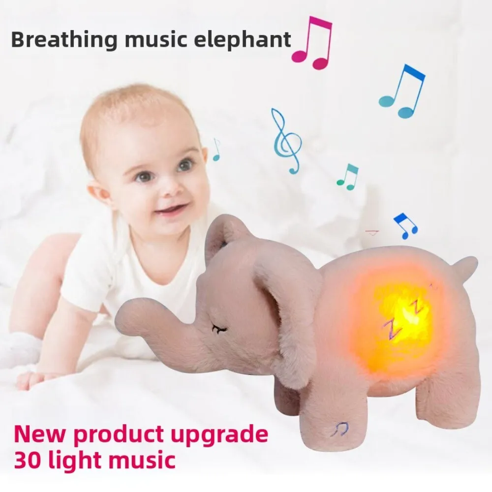 لعبة حيوانات الدب الفيل القطيفة الناعمة للأطفال مع ضوء لطيف وموسيقى مهدئة لنوم الطفل وراحة وقت اللعب
