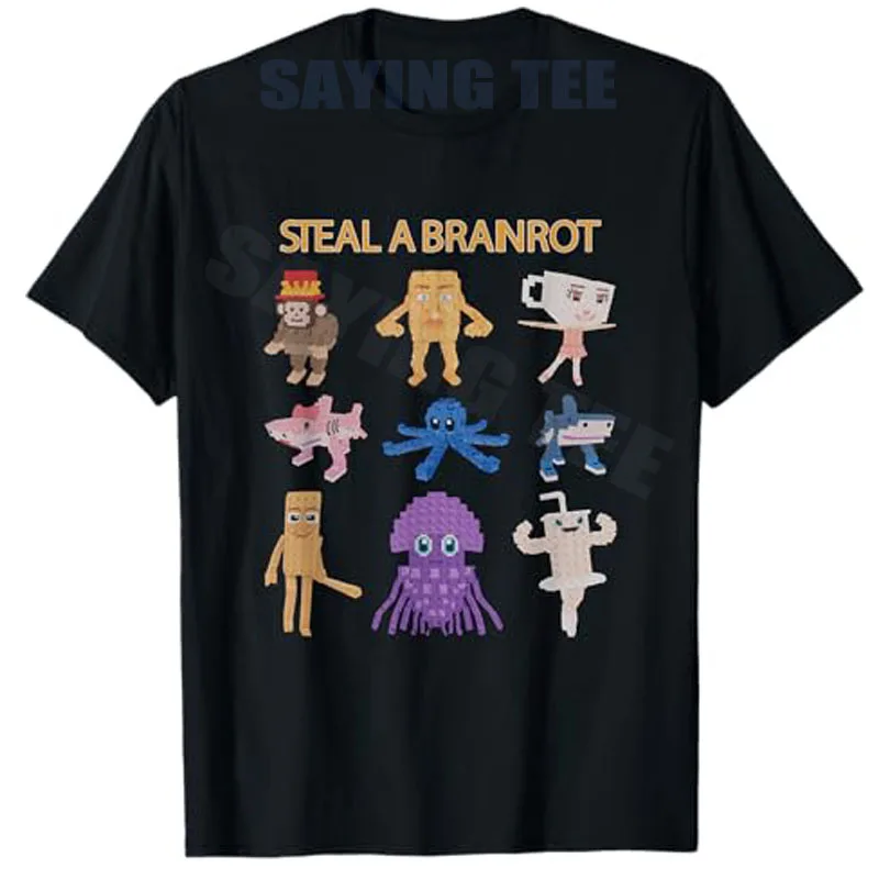 سرقة الدماغ روت مضحك ألعاب تصميم تي شيرت الإيطالية Brainrot لعبة فيديو Y2k قائلا المحملة الجدة هدية القطن قصير الأكمام البلوزات