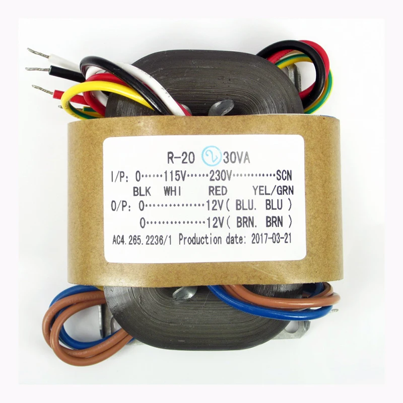 BAHOD 30w Dual 12v Primary 115-230v R Type Power Transformer for HIFI Amplifier Audio Accessories