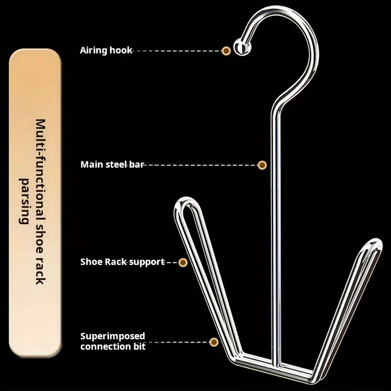 1/3pcs Stainless Steel Shoe Rack Hangers Metal Storage Box Space-Saving with Closet Hooks Silver Home Laundry Accessories image 3