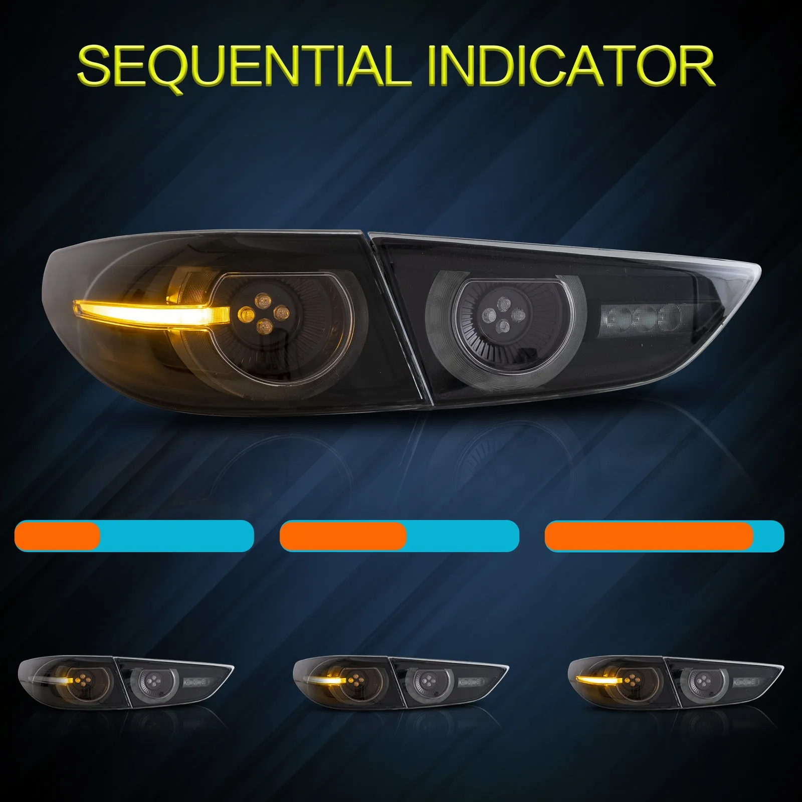 Conjunto de luces traseras de intermitentes LED para Mazda 3Axela Sedan 2019 2020 2021, luz trasera de freno DRL secuencial, 2 uds.