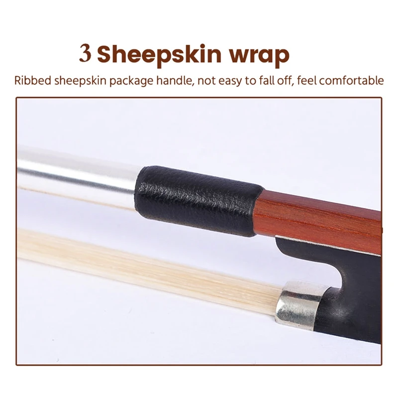 Professional Brazilwood Violin Bow Playing Durable Violin Bow Musical Instruments Portable Learn Practice Bow