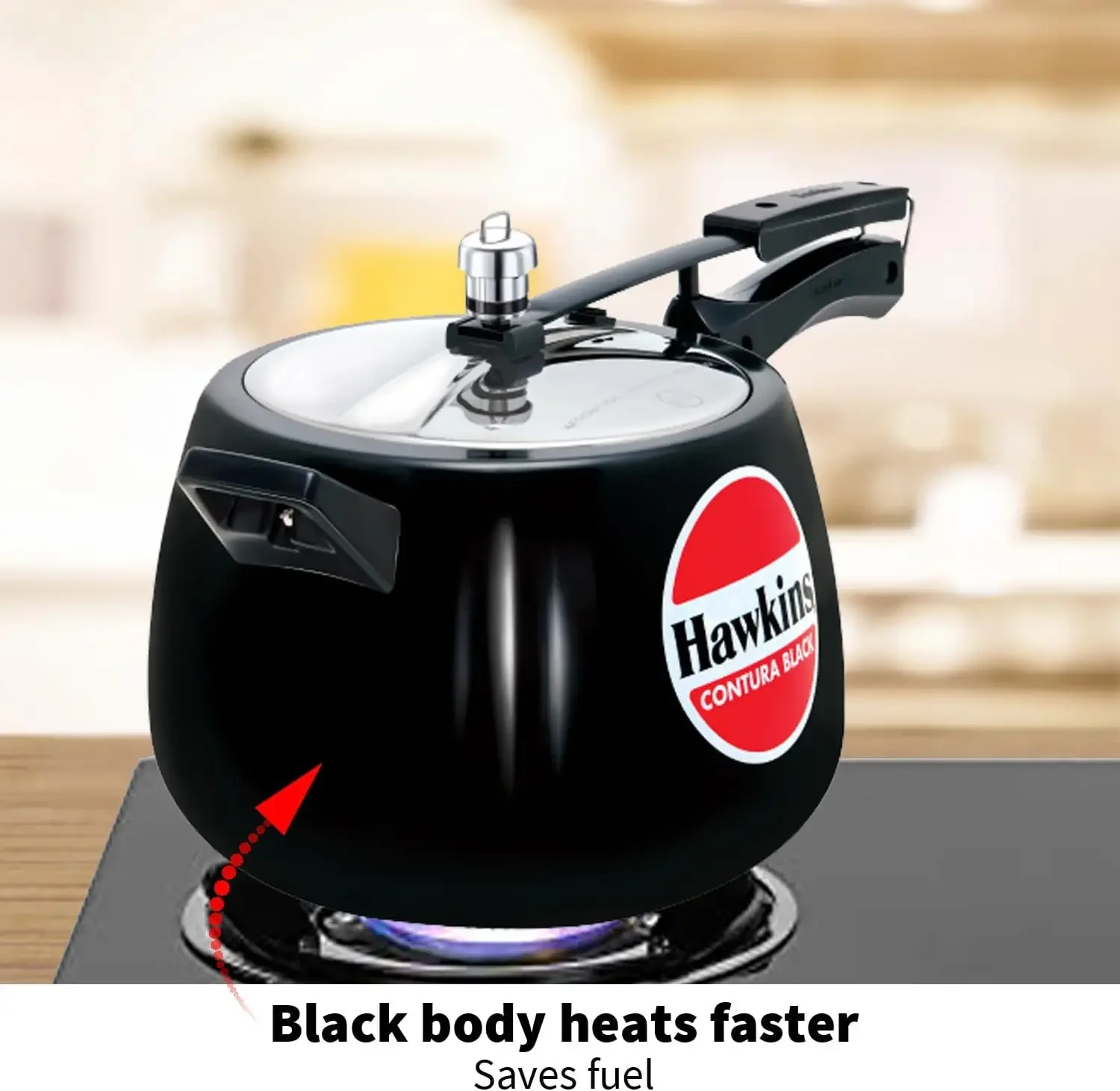 CB65 Hard Anodised Pressure Cooker, 6.5-Liter, Contura Black