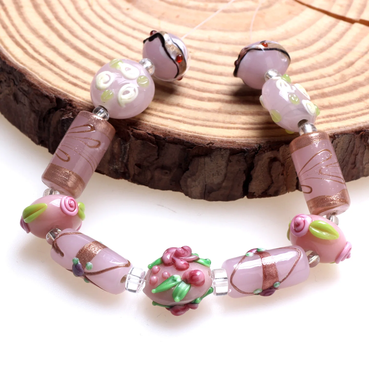 Only 1set ! Craftsmanship Handmade Romantic Lampwork Glass Loose Beads For Charm DIY Bracelets Jewelry Making Accessories!