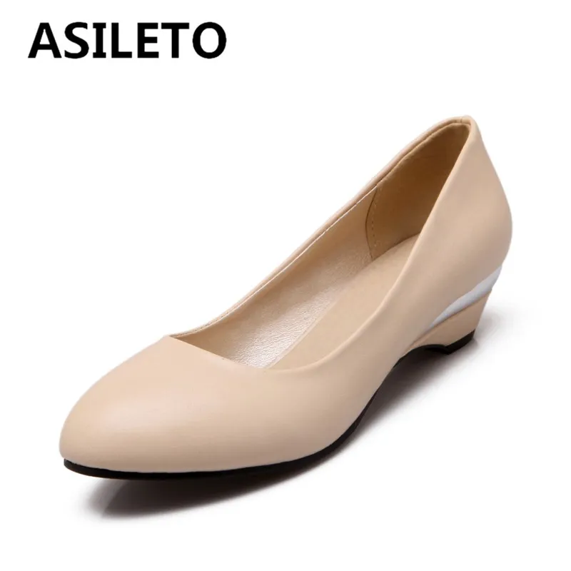 

ASILETO Brand Office Ladies Pumps Round Toe Strange Heels 3.5cm Slip On Plus Size 46 47 48 Spring Summer Women Loafers Shoes