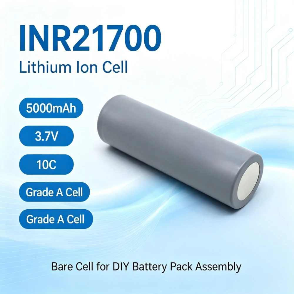 INR21700 type lithium-ion rechargeable battery 5000mAh 3.7V suitable for flashlights headlamps and portable power banks