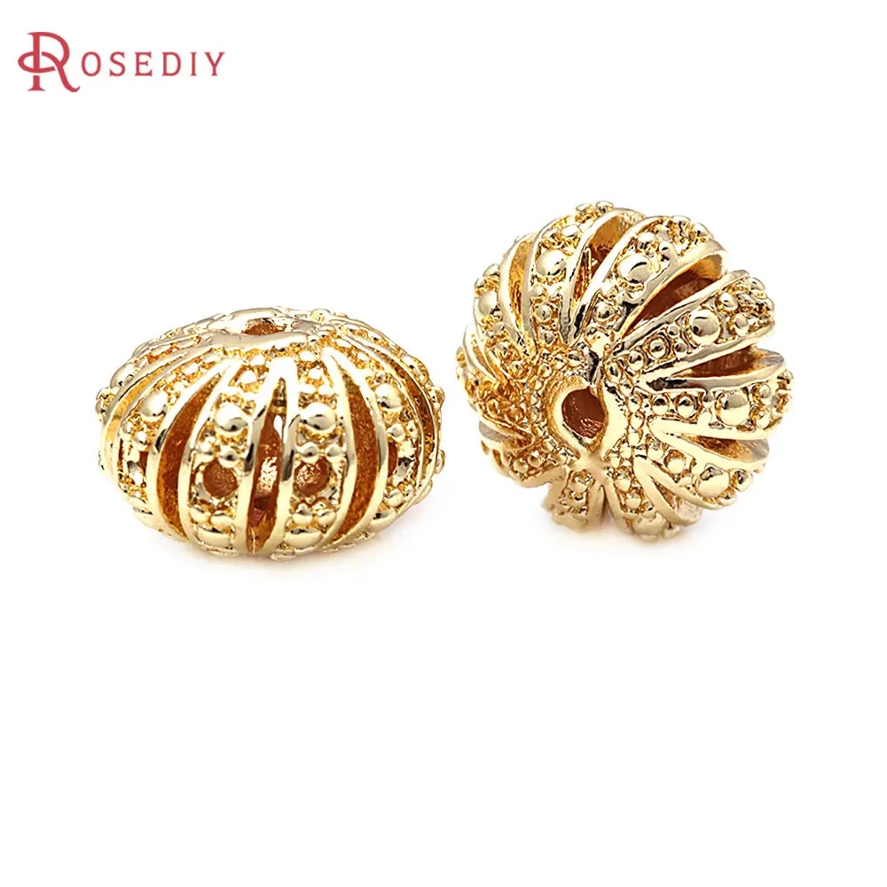 6PCS 7x11MM 18K Gold Color Brass Hollow Spacer Beads Bracelet Beads High Quality Diy Jewelry Making Supplies Accessories