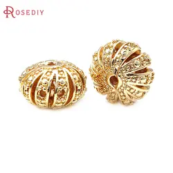 6PCS 7x11MM 18K Gold Color Brass Hollow Spacer Beads Bracelet Beads High Quality Diy Jewelry Making Supplies Accessories