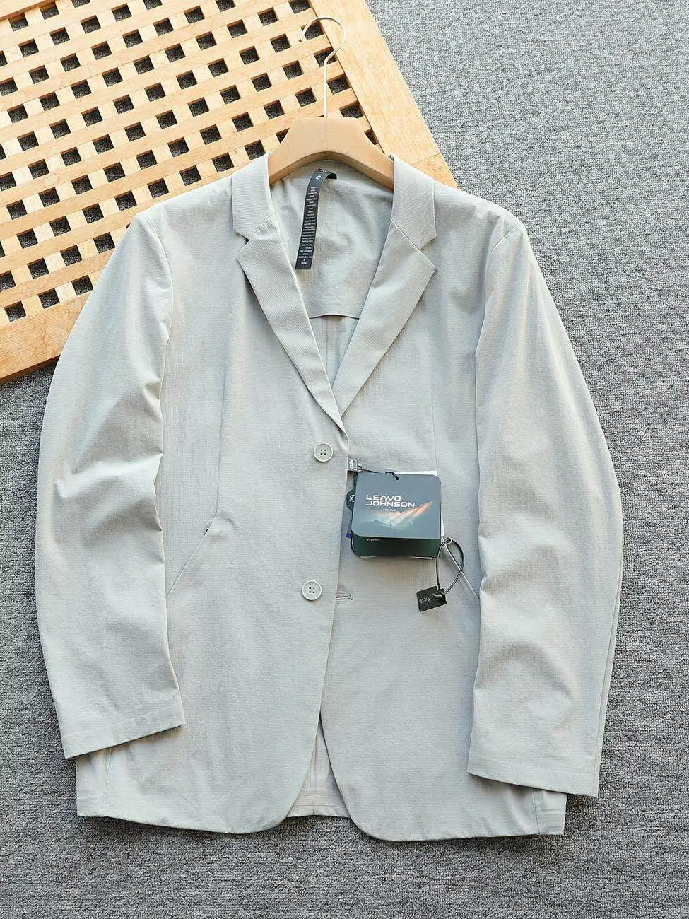 

Casual Men's Outdoor Suit Jaet Full Glue Rubberized Nylon Fabric Stand Fit Adult Soft Spring Season Two Button Single Row