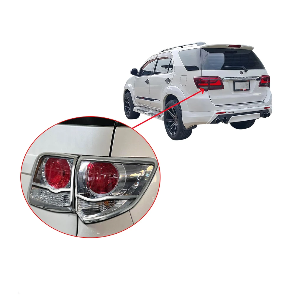 Abs Chrome Plated Silver Car Tail Lamp Cover Trim For Toyota Fortuner 2012 - 2015 Car Accessories Exterior Decorate