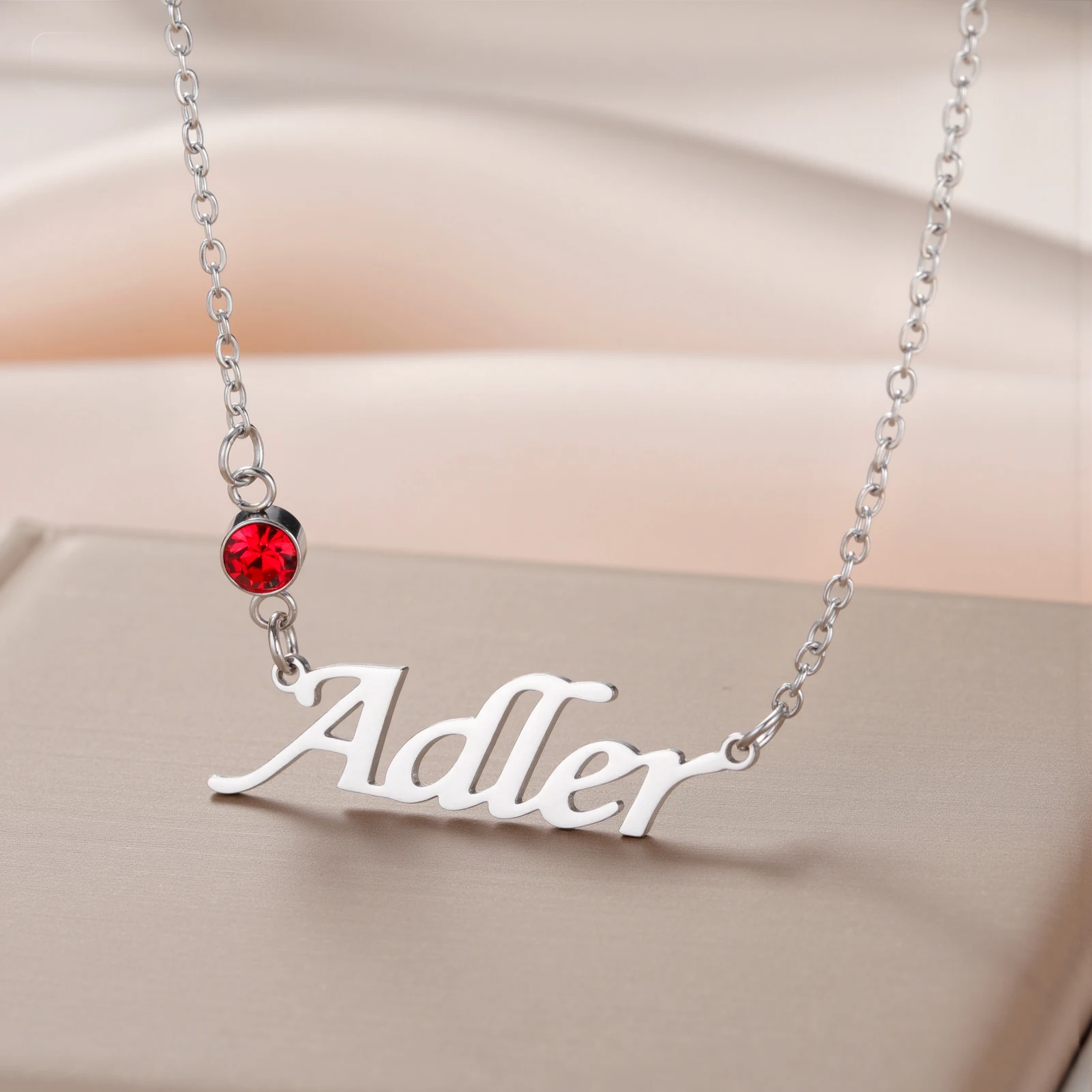 

Персонализированное ожерелье с камнем по месяцу рождения, изящный кулон с именем, ювелирные изделия из нержавеющей стали для женщин, девушек, мам, подарки на день рождения, новинка 2026 года