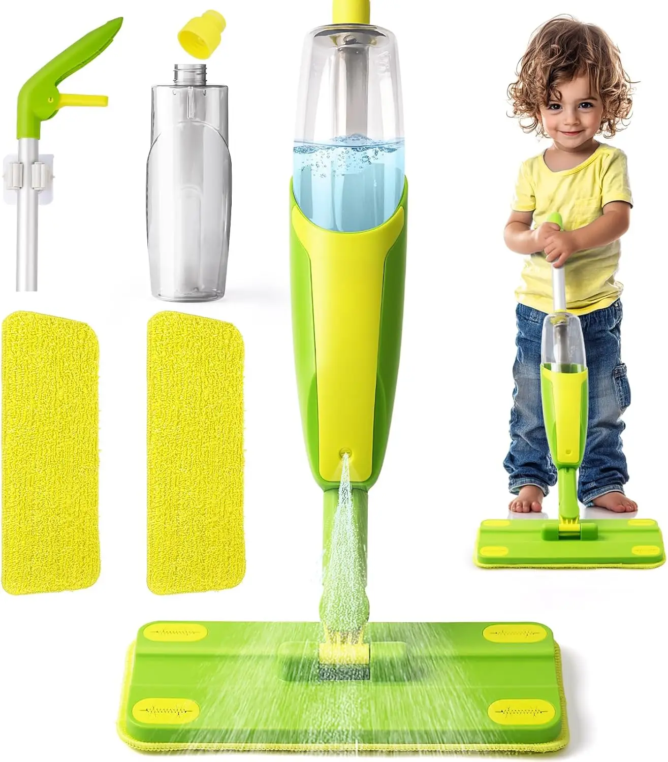 

Mini Spray Mop Toy for Toddlers - Real Water Spraying, Montessori Learning Pretend Play Gift for Kids
