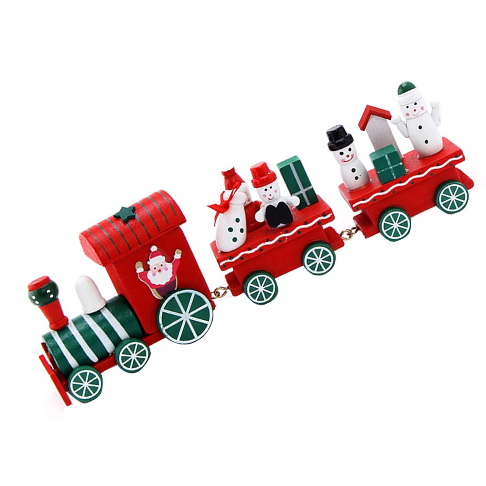 Treno in legno per bambini di Natale Mini albero di Natale Decor Ornamento in legno naturale Regalo Decorazione per feste Treno in legno