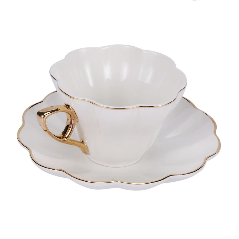 Elegant Flower Bone China Tea Cup Saucer Set Ceramic Tea Cup White Porcelain Coffee Cup Tea Set Coffee Cup Espresso Cup