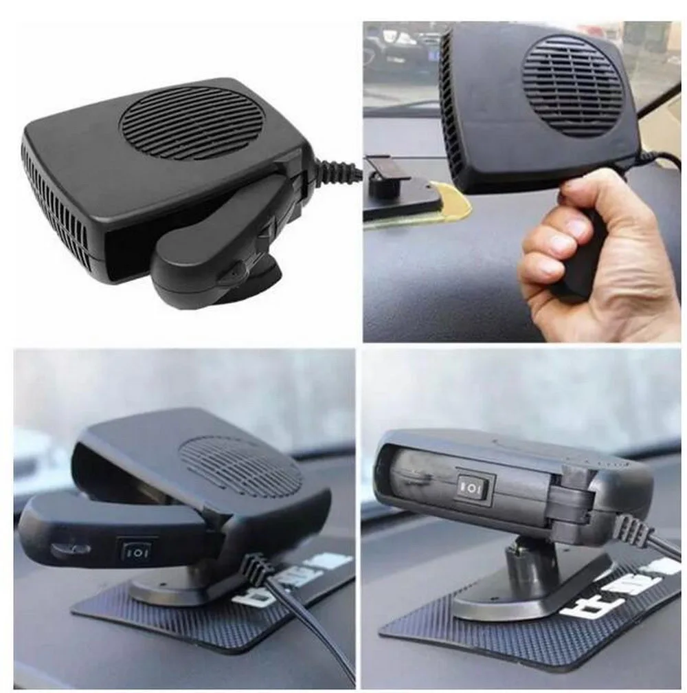 12V Defroster Demister Car Fan Heater Automatic Overheat Protect Foldable Handle Car Ceramic Heating Cooling Heater Fan Portable