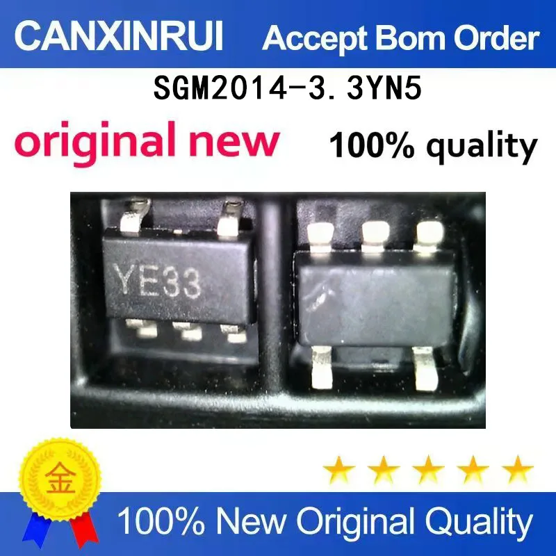 

(5-100 Pieces) New SGM2014-3.3YN5/TR SOT23-5 SMT 250MA 3.3V silk screen YE YE**