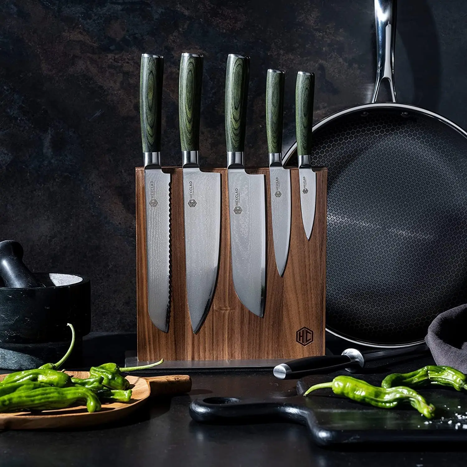 ที่ใส่บล็อกมีดวอลนัทแม่เหล็กพร้อมแม่เหล็กเสริมแรงสําหรับการจัดเก็บอเนกประสงค์ในบ้านและห้องครัว