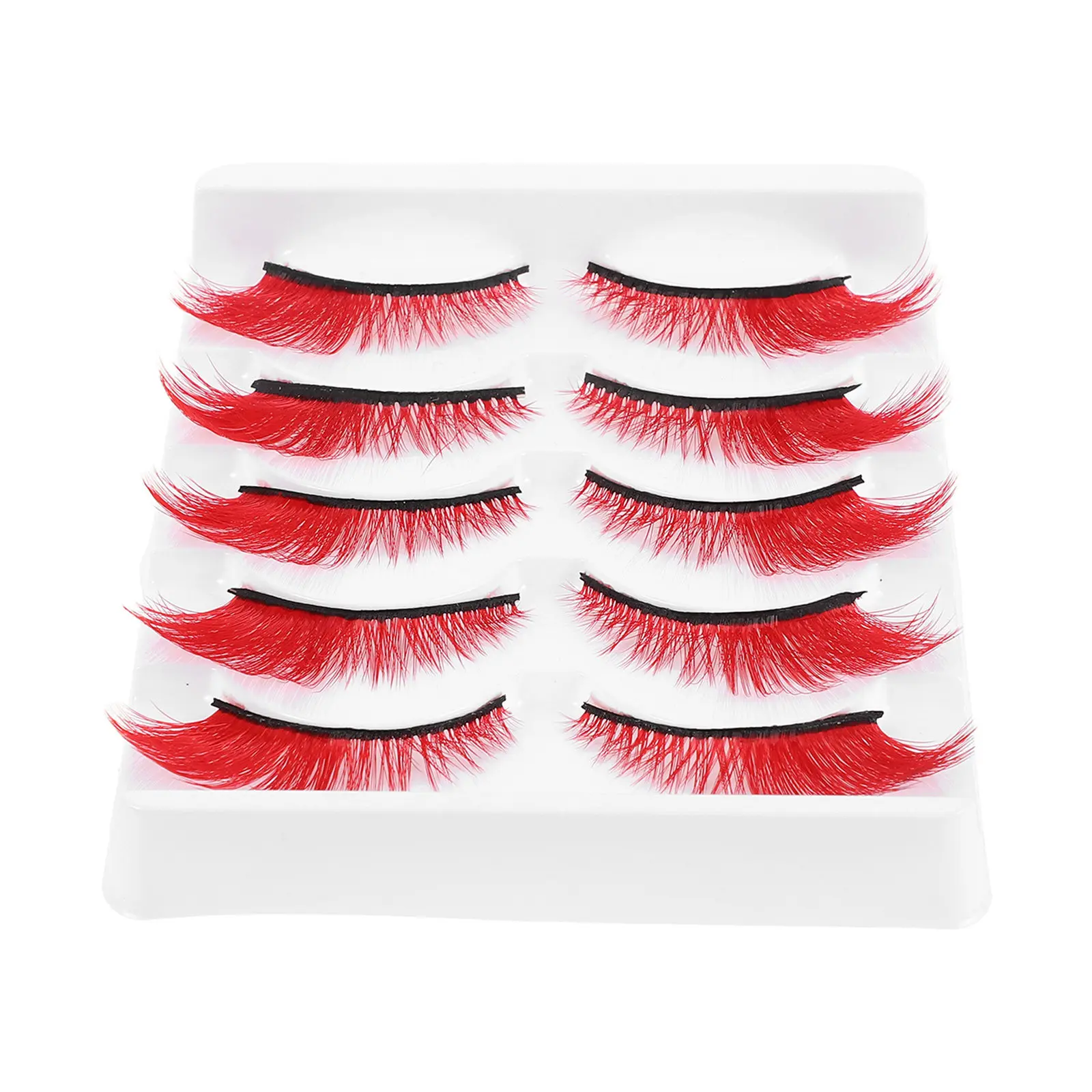 5 Paar farbige Manga-Kunstwimpern, kurze, flauschige synthetische falsche Wimpern für Party, Cosplay-Look, Make-up-Zubehör