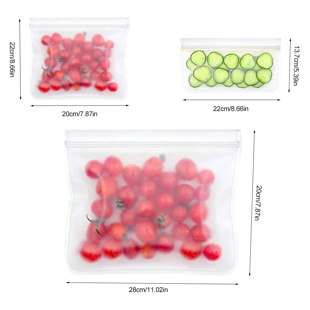 

12PCS Reusable Food Preservation Bags, Sealable Refrigerator Food Storage Bags, Fruit and Vegetable Sealed Bags, Food Packaging