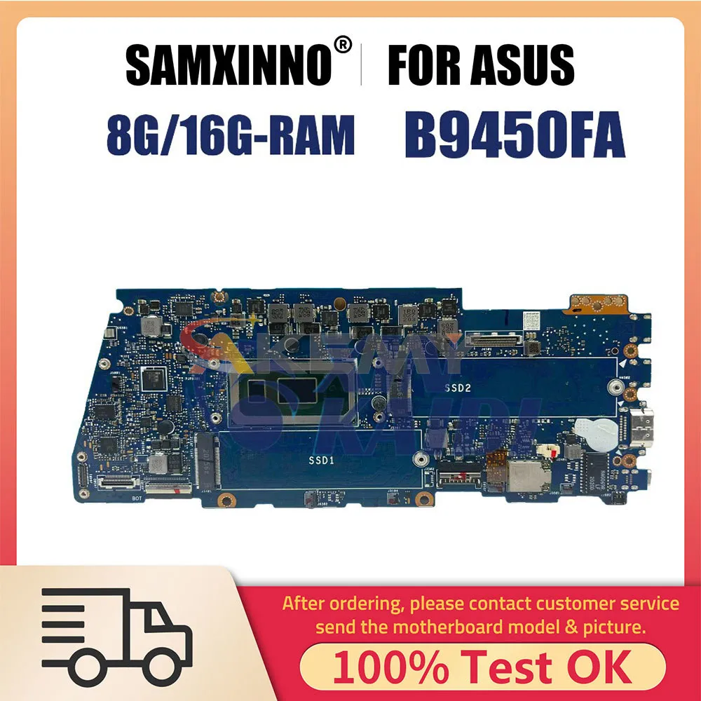 

Notebook Mainboard For ASUS ExpertBook B9 B9450 B9450FA B9450F Laptop Motherboard I5 I7 10th Gen CPU 8G 16G RAM