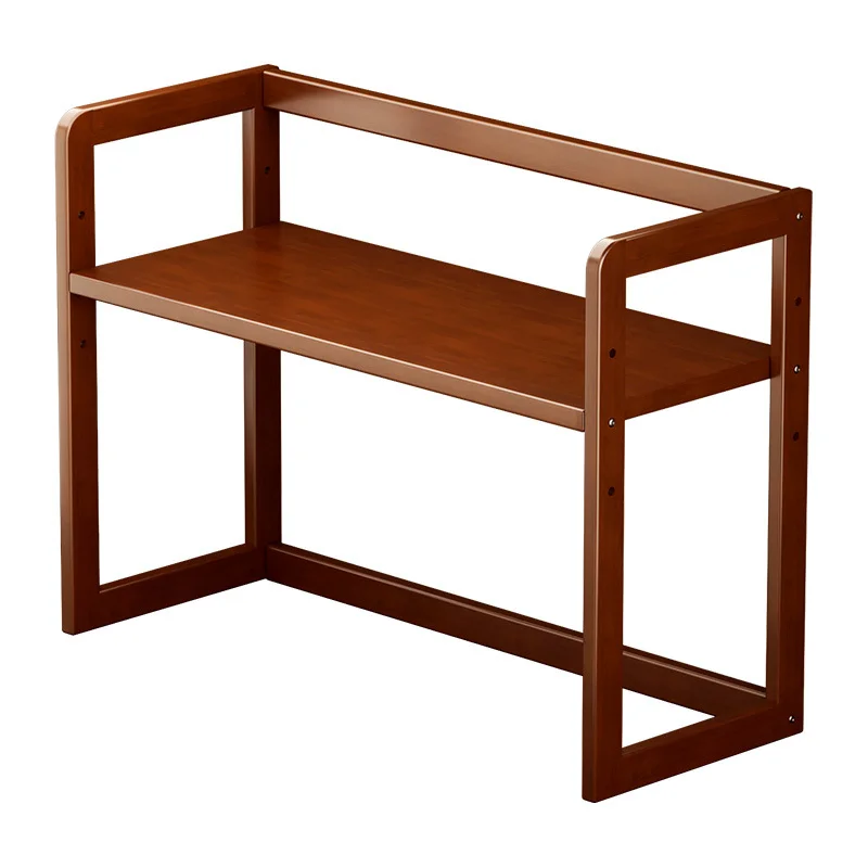 Double Layer Wooden Desktop Storage Rack, Vintage Tabletop Cup Holder, Adjustable Height Countertop Display Shelf for Kitchen Di