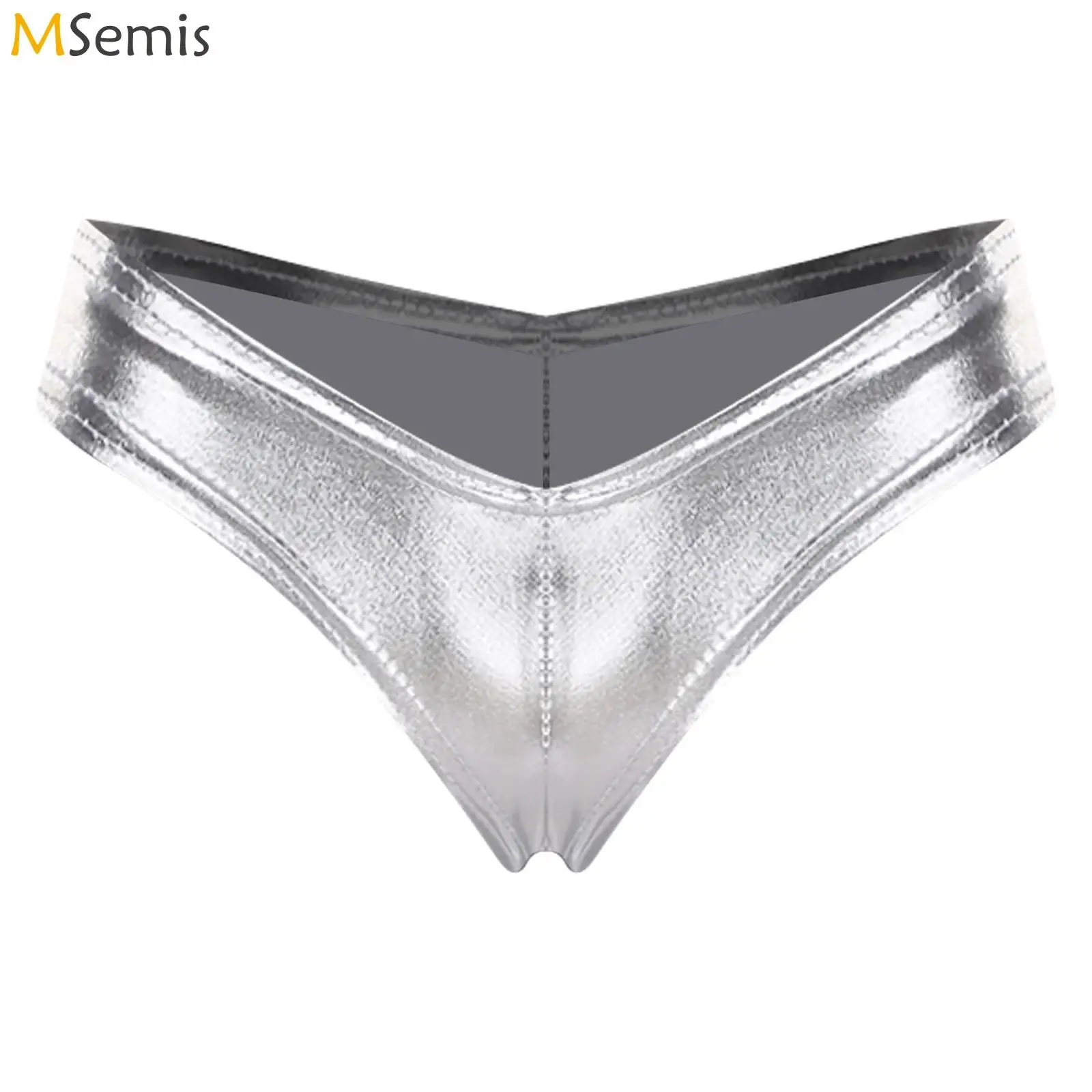 Braguitas de Bikini Mini Metálicas Brillantes y Sensuales para Mujer, Ropa Interior Atractiva de Cintura Alta con Entrepierna Estrecha, Braguitas Cheeky para Discoteca