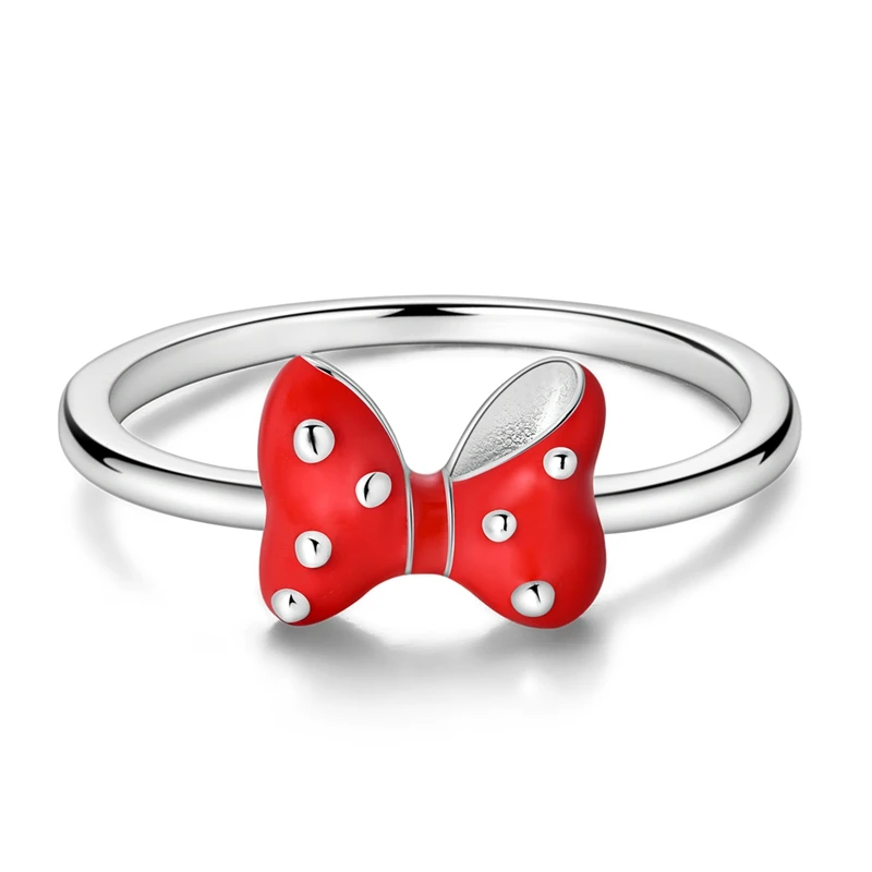 

Original 925 Sterling Silver Red Bow Ring For Women Girls Jewelry Birthday Anniversary Gifts