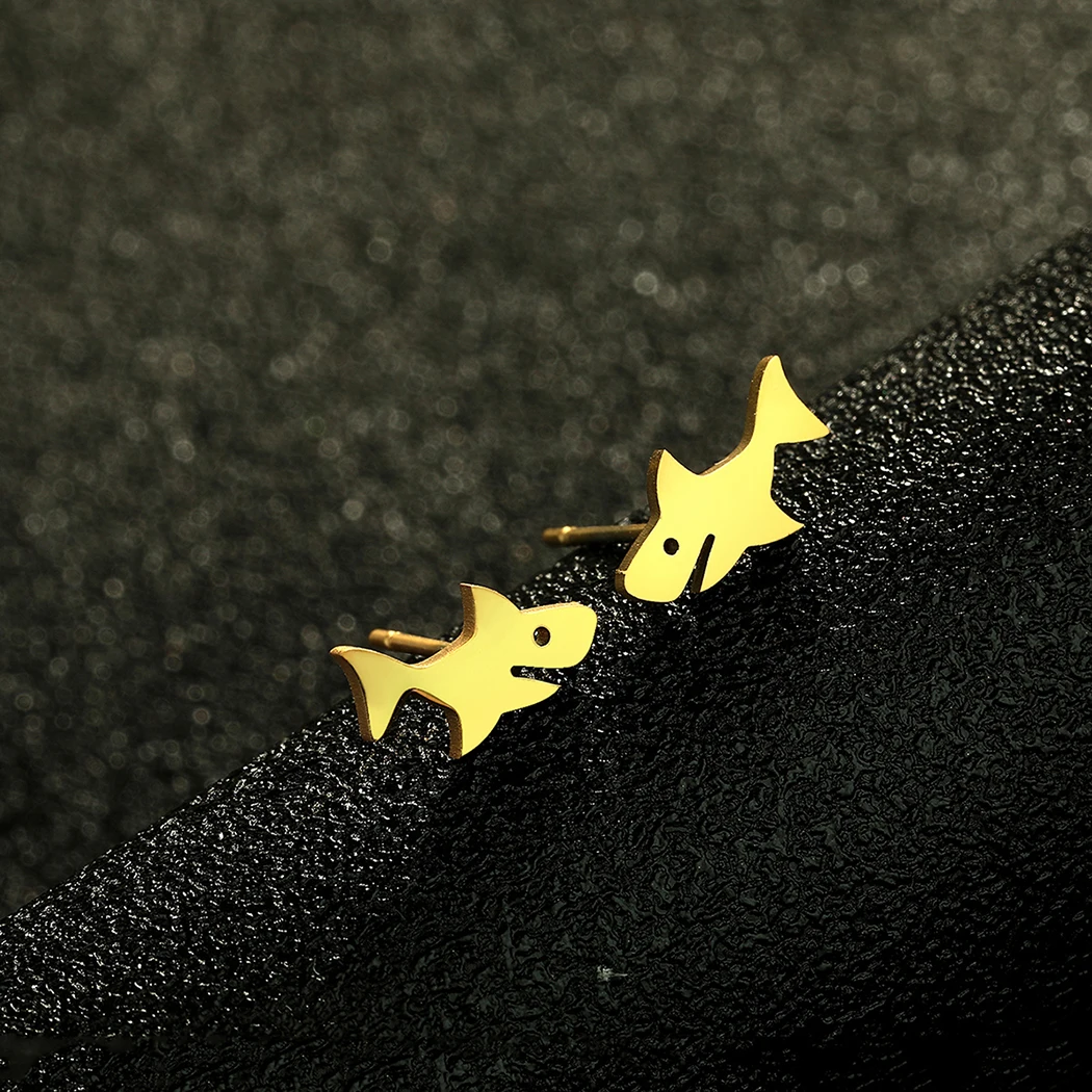 Chandler Shark Earrings Stainless Steel Animal Jewelry Earstud Fish Jewelry Party Gifts for Men and Women