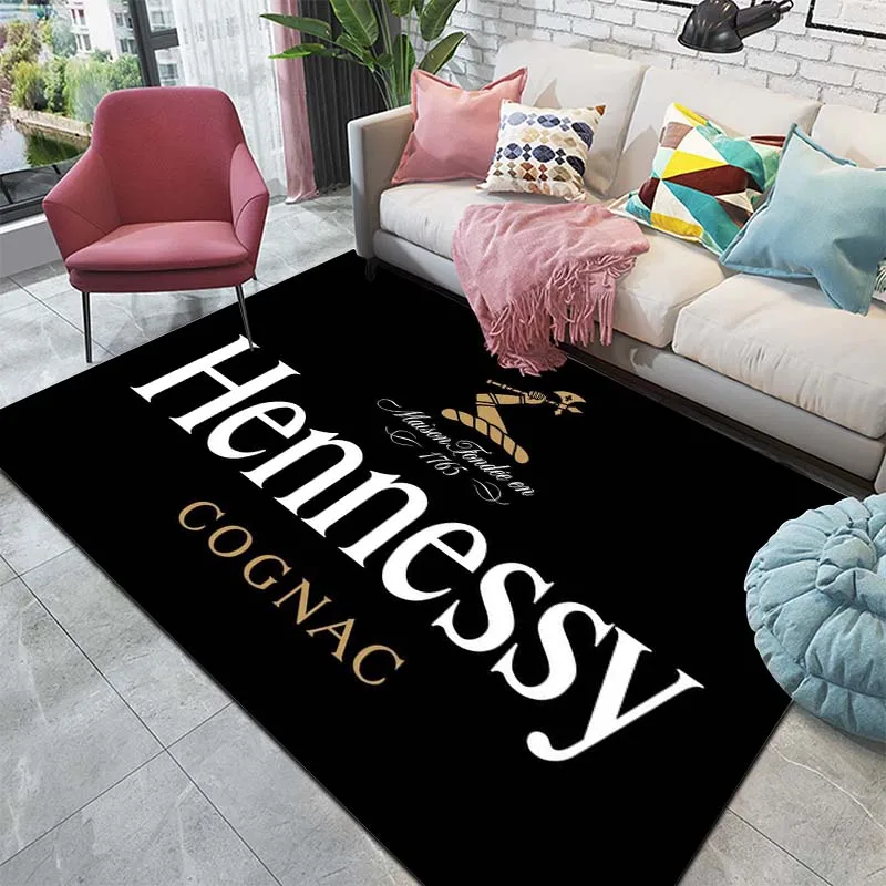 15 Sizes H-Hennessy Pattern Rug Carpet for Living Room Bathroom Mat Carpet for Bedroom Cloakroom Bar Club Rugs Living Room Decor