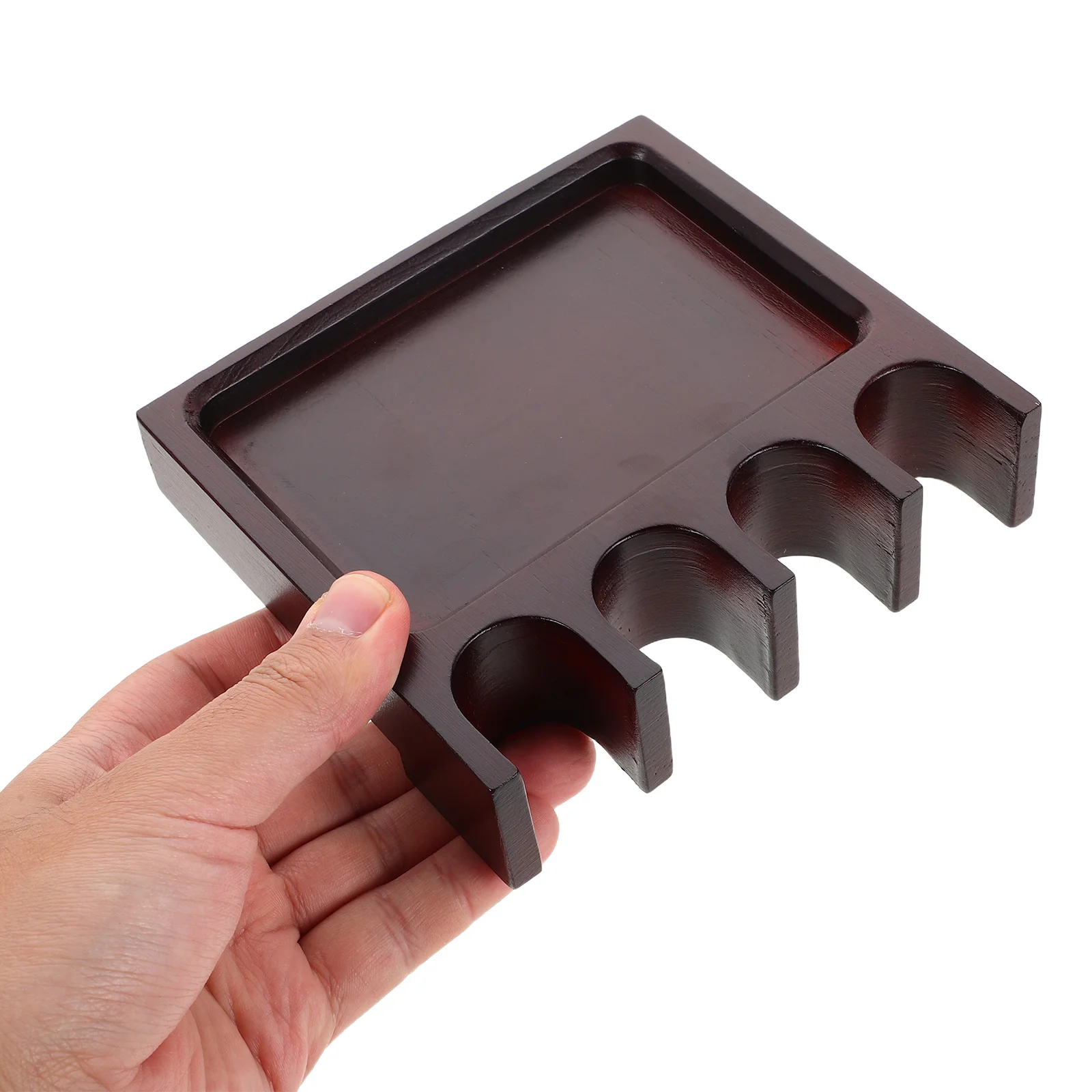 

4-Hole Pool Cue Rest Weighted Non-Slip Solid Wood Tabletop Cue Holder Billiard Stick Rack Bar Portable Stick Rack for Billiards