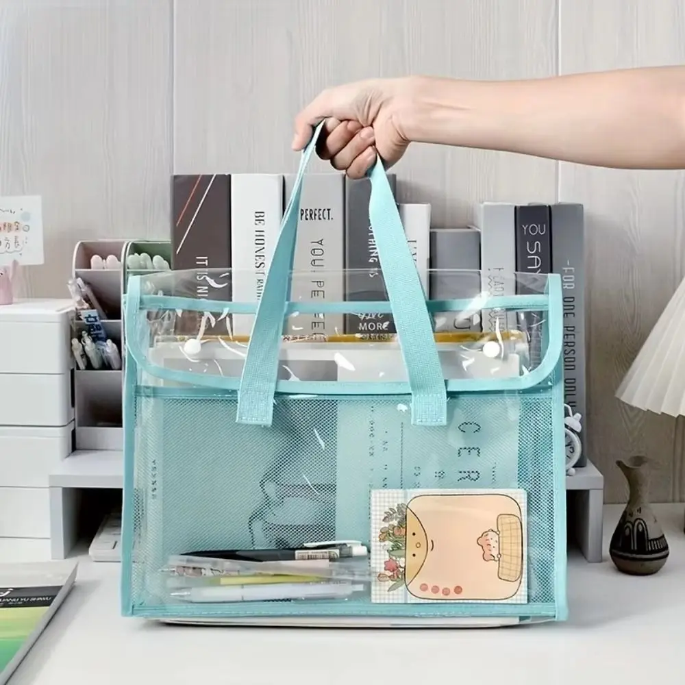 

Large Capacity Test Paper Storage Bag Transparent PVC Handheld File Folder Durable Office Supplies Transparent Exam Bag