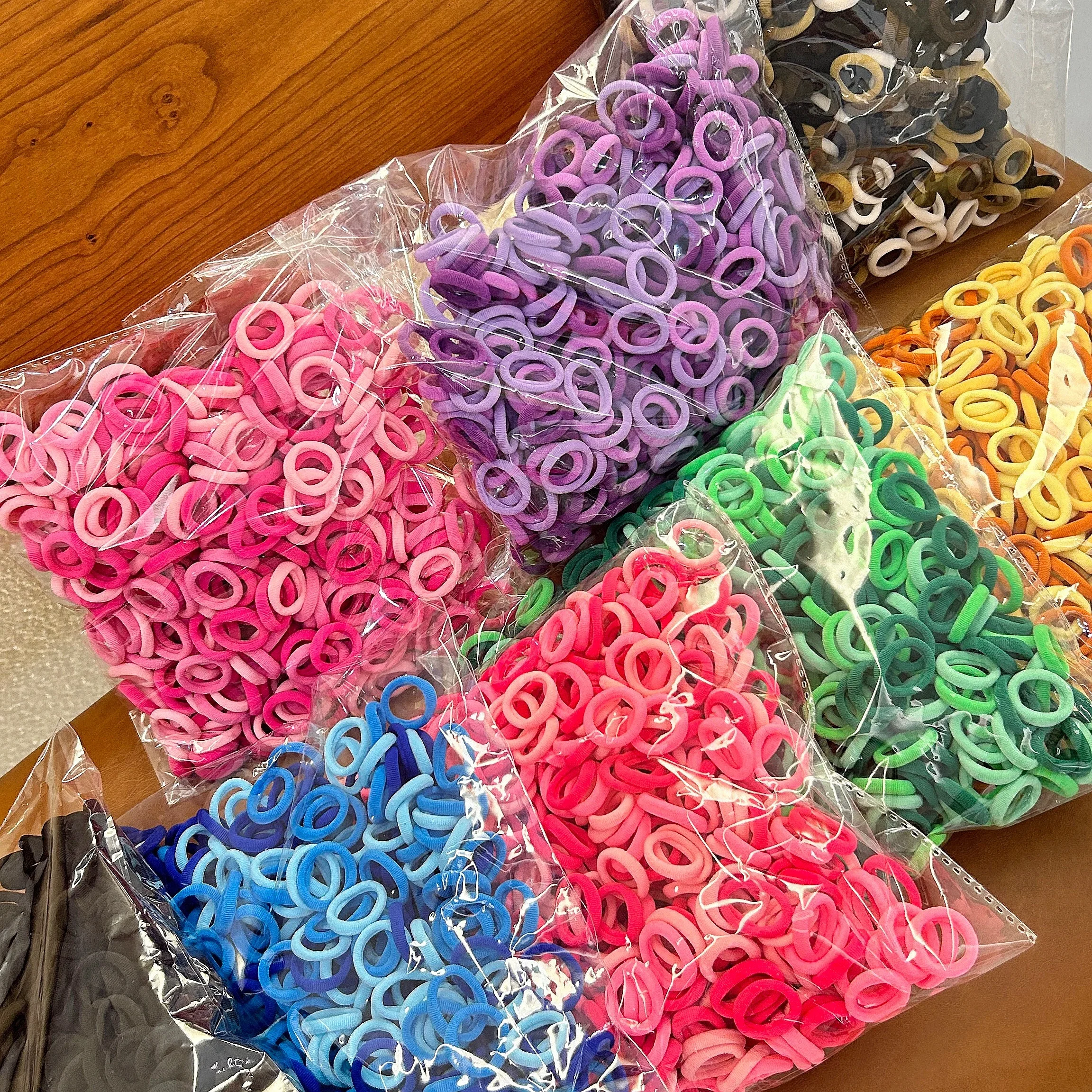 100/200/500pc Kinder Haar Zubehör Mit Hoher Elastizität Modische Nylon Haar Seil Einfache Grundlegende Stirnband – Detail 16