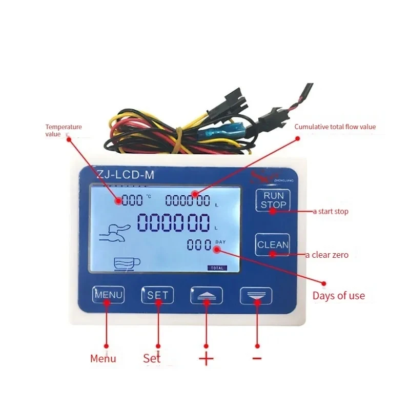 Imagem -02 - Medidor de Fluxo de Água Digital Salão Sensor de Fluxo Dispositivo de Fluxo Indicador Contador Termômetro Display Controlador Quantitativo 0.1-9999l