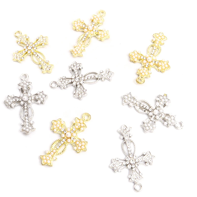 10 pz misto religioso croce cristalli Charms perle strass gotico crocifisso pendenti fatti a mano gioielli fai da te accessori artigianato