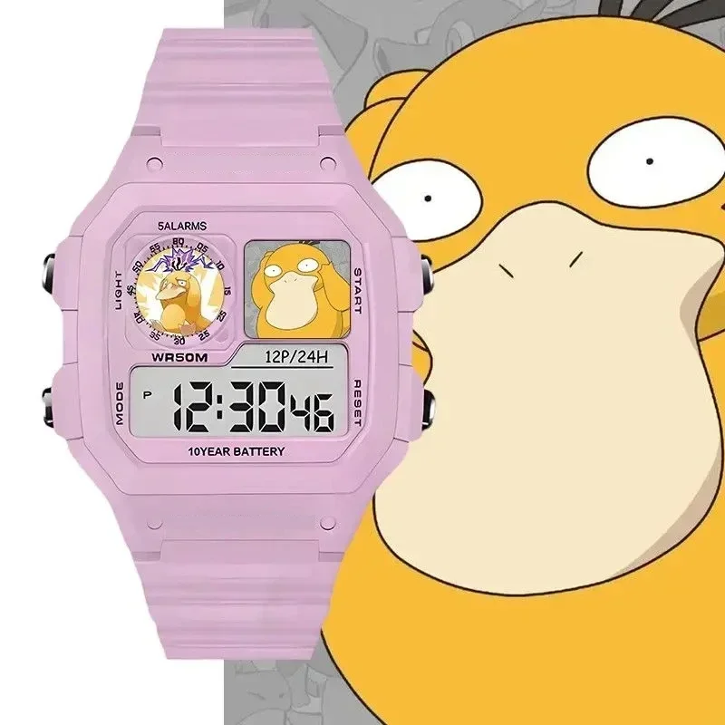Pokémon Schüleruhr für Jungen und Mädchen, elektronische Uhr mit Wecker und Timer, niedliche Cartoon-Armbanduhr mit Psyduck-Motiv, lustiges Geschenk – Detail 8