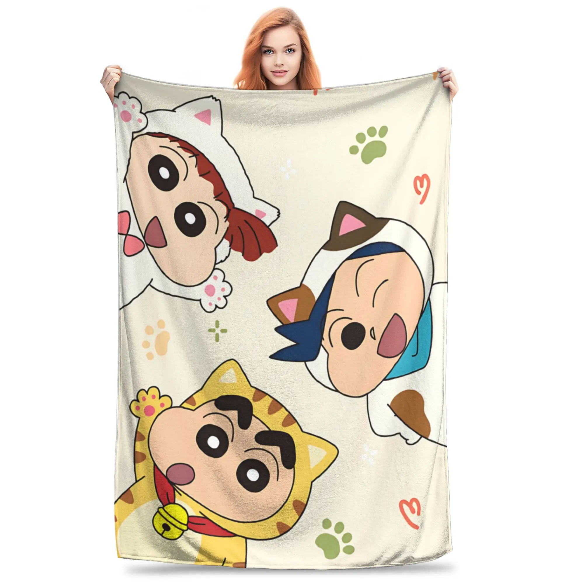 1PC home Cutecore Room Decor Crayon S Shin chans Blanket Throw Blanket  Novelty Warm Blanket All Season