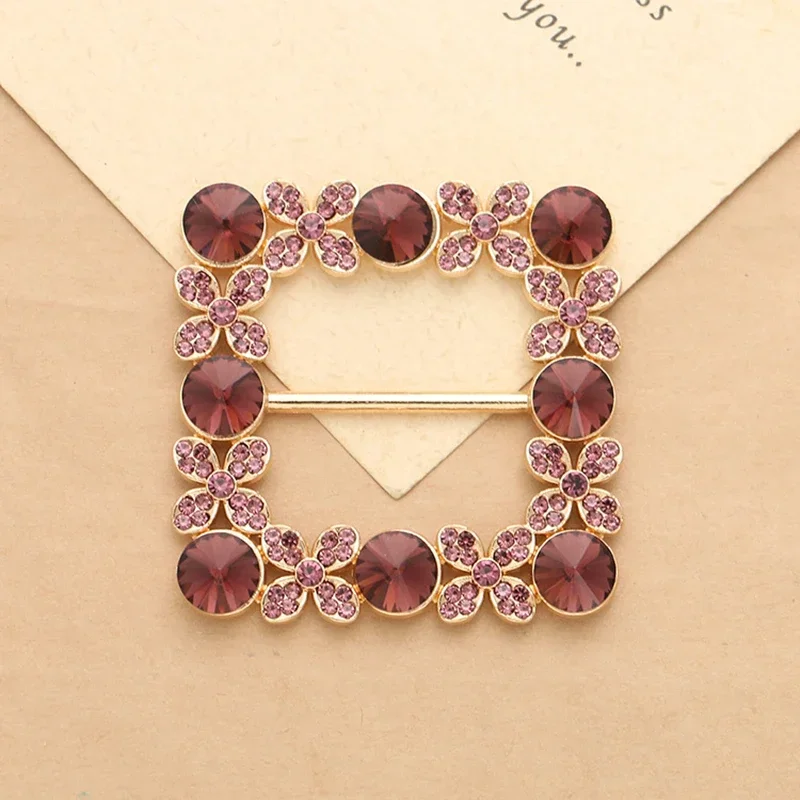 1 X Square Rhinestone Crystal Buckle Fit With Wedding Ribbon