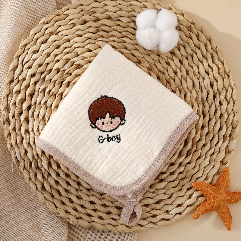 1PC Children Handkerchief Baby Face Towel Cute Cartoon Bear Pattern Hang Hand Towel Soft Cotton Towels Kids Bathroom Products