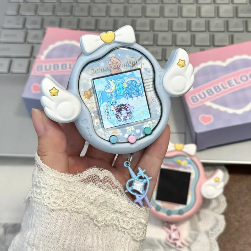 ل Tamagotchi Uni الإلكترونية الحيوانات الأليفة الملاك سيليكون الغطاء الواقي الأزرق الوردي الملاك موضوع ملصق الإلكترونية الحيوانات الأليفة ملحق هدية #3