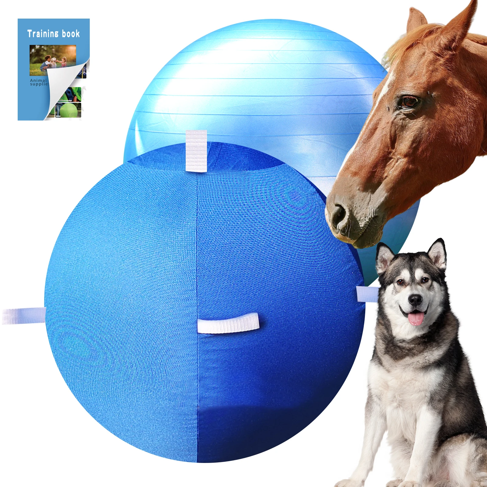 

65cm/25" Horse Ball&Cover with Straps, Herding Ball for Dogs Blue Heelers, Giant Horse Balls for Play for Horses to Play with