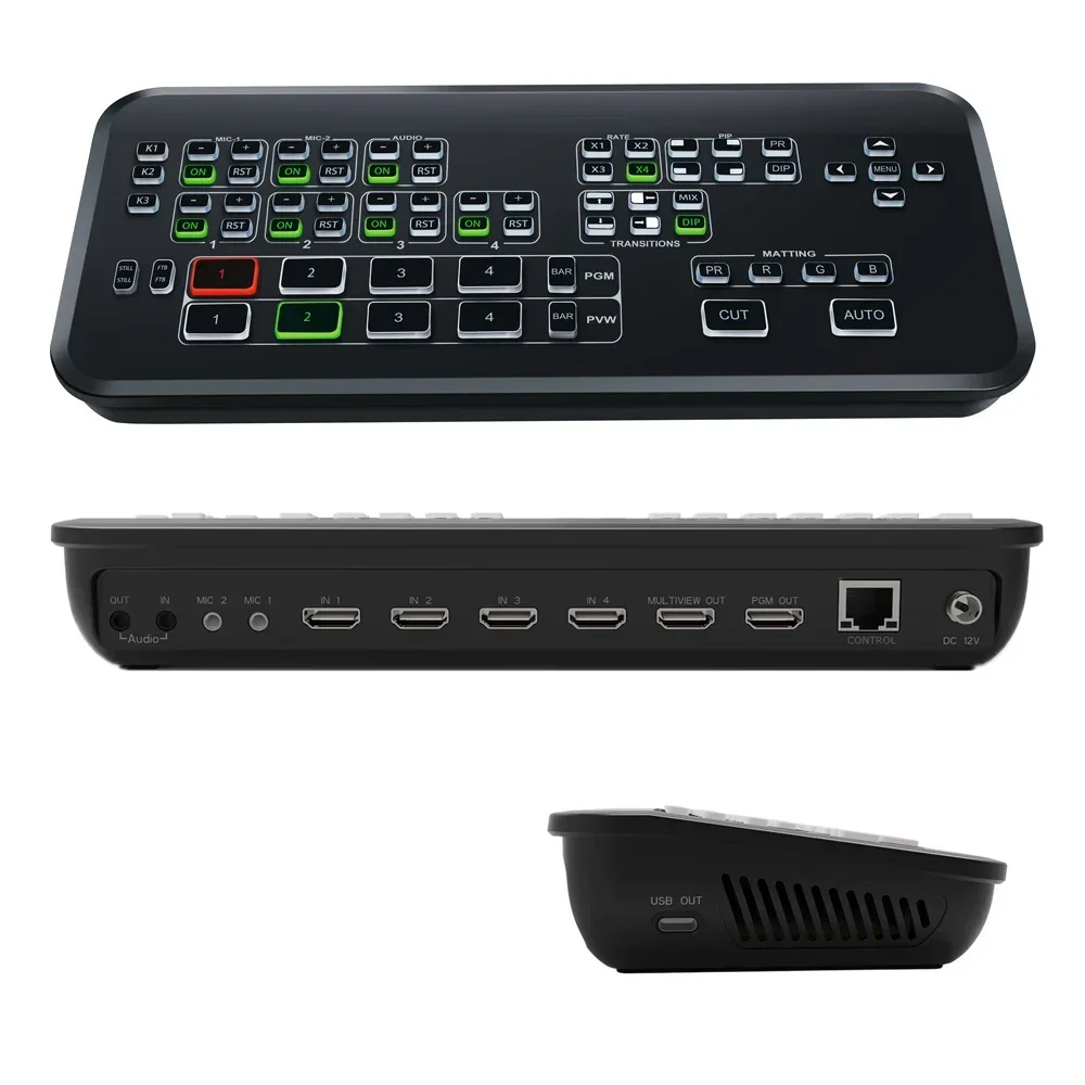 Broadcast Seamless Video Switcher 4 Channel Live Streaming Switch Matrix Camera HD Capture Mini Mixer TV Broadcasting Vmix