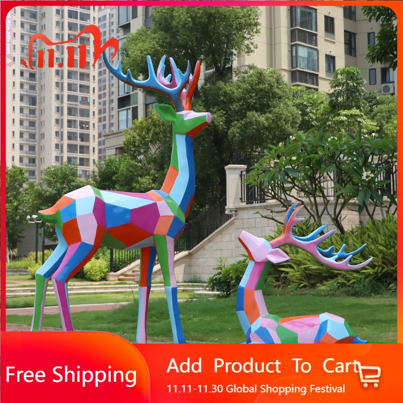 

Deer Animal Garden Statues Tall Big Terrace Trendy Creative Landscaping Molds Sculptures Artificial Jardim Garden Decorations