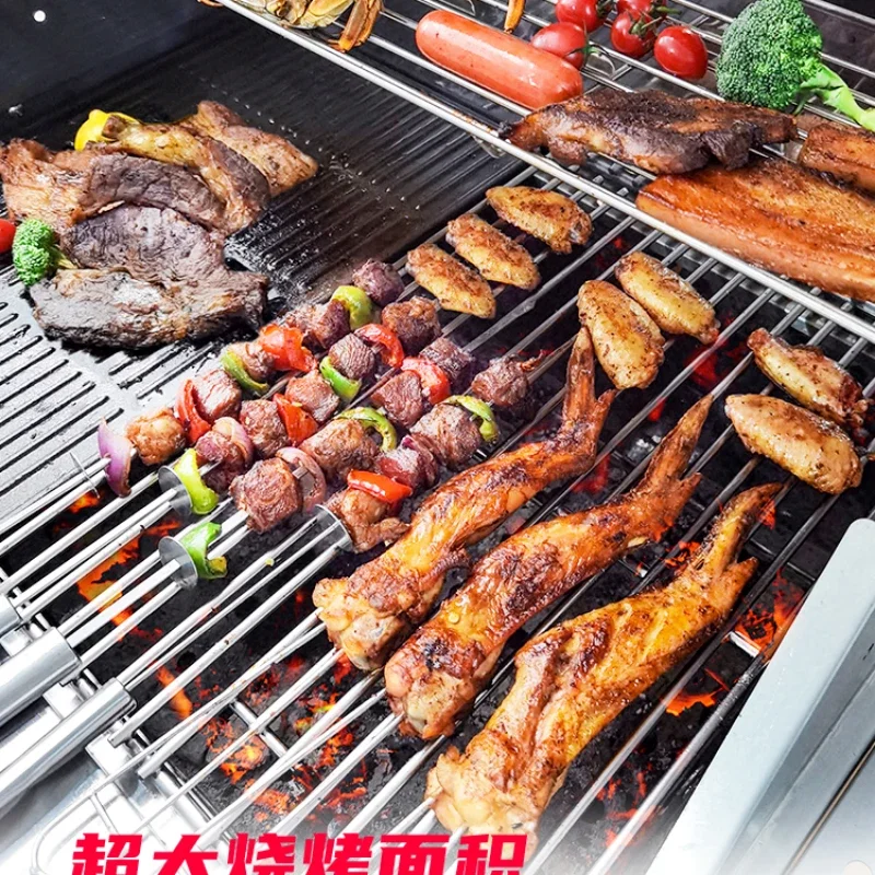 Villa stainless steel thickened large charcoal barbecue grill