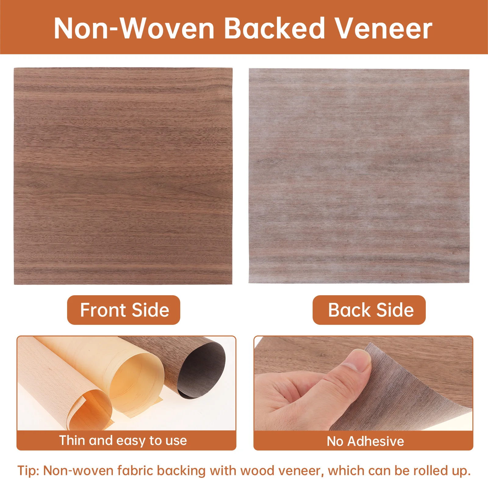 10 pcs 30x30 cm Natural Wood Veneer Sheets 1/100 inch Thick Non-woven Backed Mixed Species Set for Furniture Repair and Crafts