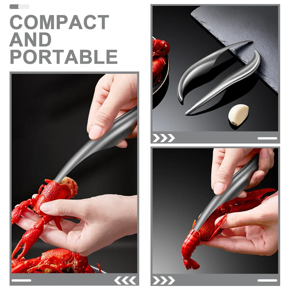 

2pcs Stainless Steel Shrimp Peeler Deveiner Tool Compact Lightweight Kitchen Shrimp Cleaner Ergonomic Handle Reusable Cooking