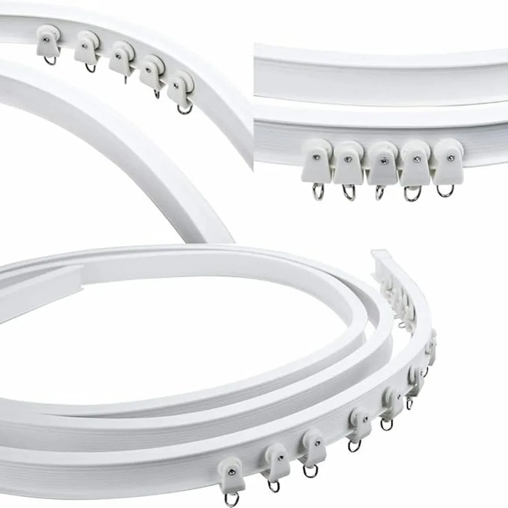 Mounting Bracket And Curtain Track Modern White Finish With Long Length Coverage White Curtain Rod